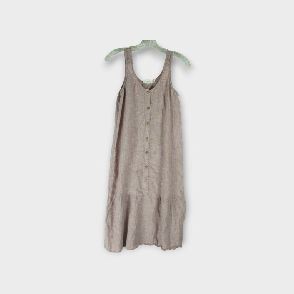 Nicole Miller Sleeveless Drop Waist Linen Dress Size XS FLAWED